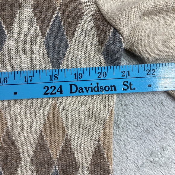 Vintage Argyle Sweater Men Large Brown Robert Bruce V Neck Preppy LS USA Made - Picture 10 of 13